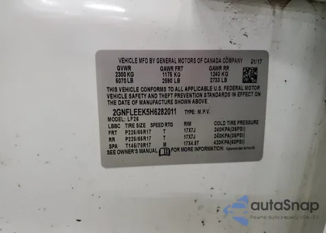 2017 Chevrolet Equinox Ls z USA, uszkodzony, nr VIN 2GNFLEEK5H6282011